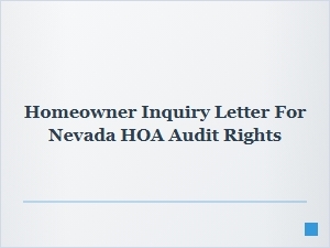 Nevada Hoa Audit Rights Inquiry Letter Guide